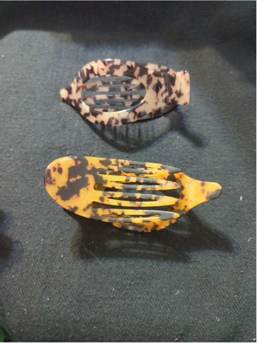 French Flat Hair Clips Celluloid Leopard Print - 2 Pack